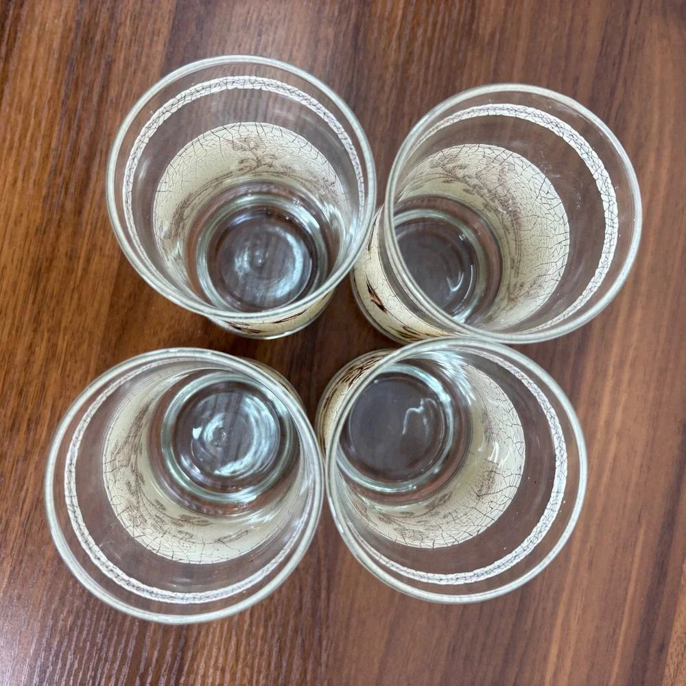 Libbey Partridge Crackle Tumbler Glasses‎ 1970 Bolero Glassware Set of 4